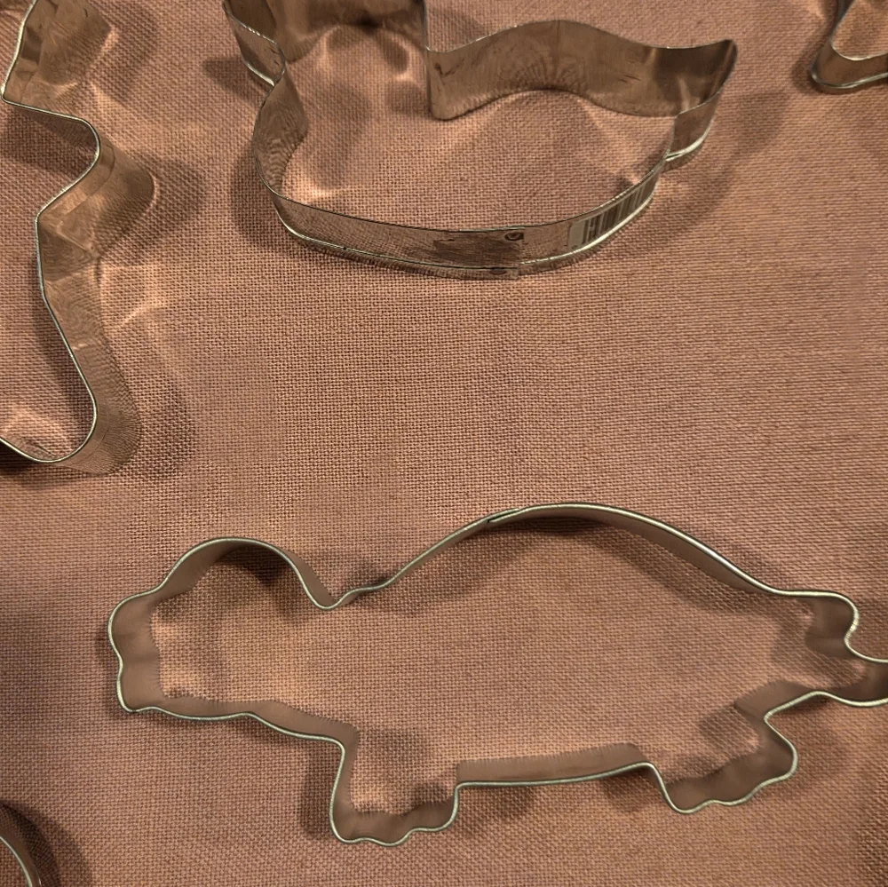 Bundle of 13 Metal Cookie Cutters Animals Dinosaurs Fox Turtle Owl Cat Bear Duck